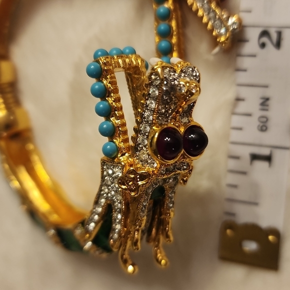 Rare KENNETH JAY LANE Green Dragon Bracelet - Picture 9 of 12
